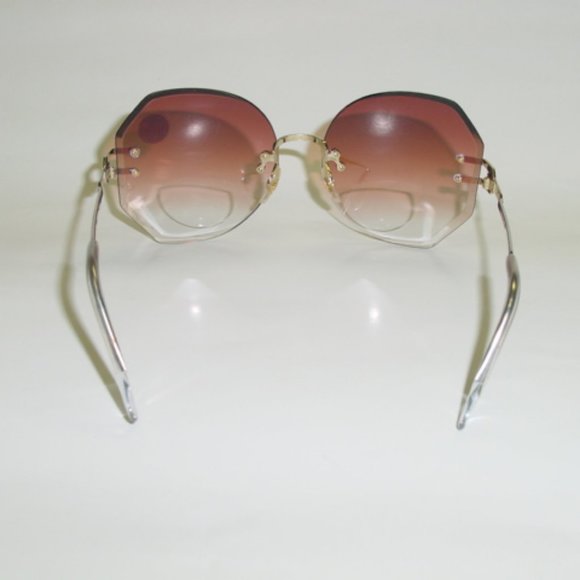 NWT Vintage 90's Lady Dia-Cut Bi-Focal Reading Sunglasses +3.25 (Gold/Brown) - Picture 3 of 4